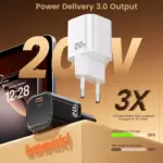 toocki 20W USB-C Fast Charger with GaN, Compact & Universal for iPhone 12-16/Samsung S22-S23/iPad/Xiaomi/Huawei - USB C Plug & Smart Safety (Black)