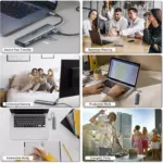 Acer USB C Hub, 7 in 1 Multi-Port Adapter for Laptop, 4K, HDMI Splitter with 2 USB A 3.1 & Type-C to HDMI Data Port, PD 100W Charging, SD Card Reader for Computer, Desktop, Space Grey