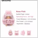 KTT Rose Pink Switches, 3-Pin Linear 38gf Dustproof Key Switches For Redragon T-DAGGER Keyboard (Pack 35)