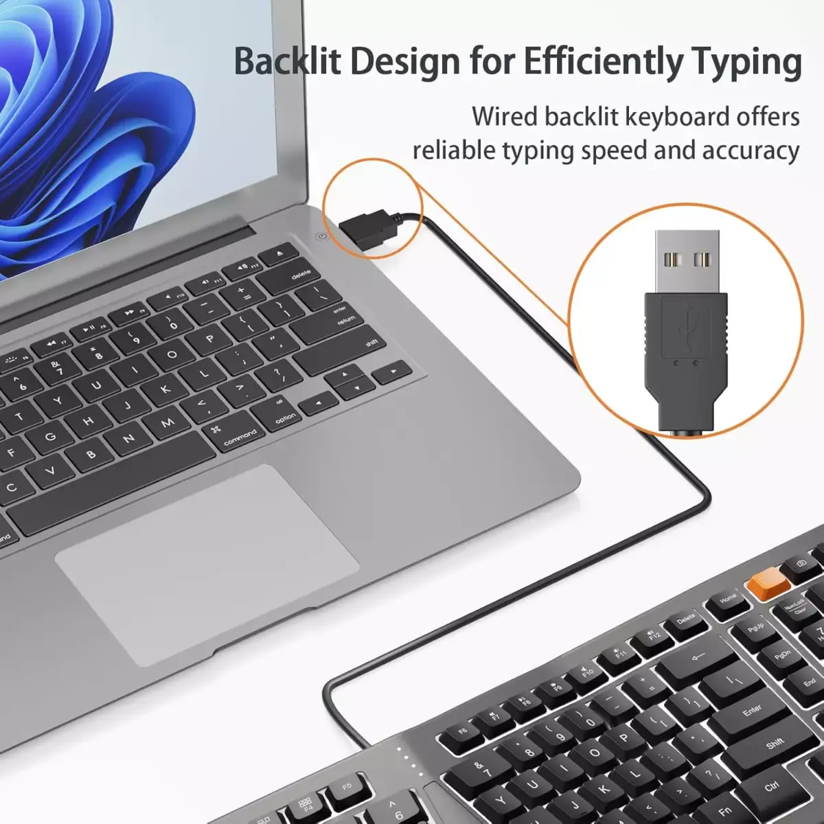 ProtoArc Backlit Wired Ergonomic Keyboard, USB Wired Ergonomic Split Keyboard with Wrist Rest, 104 Keys, Compatible with Desktop, Laptop, Windows, Mac