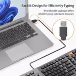 ProtoArc Backlit Wired Ergonomic Keyboard, USB Wired Ergonomic Split Keyboard with Wrist Rest, 104 Keys, Compatible with Desktop, Laptop, Windows, Mac