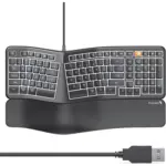 ProtoArc Backlit Wired Ergonomic Keyboard, USB Wired Ergonomic Split Keyboard with Wrist Rest, 104 Keys, Compatible with Desktop, Laptop, Windows, Mac