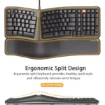 ProtoArc Backlit Wired Ergonomic Keyboard, USB Wired Ergonomic Split Keyboard with Wrist Rest, 104 Keys, Compatible with Desktop, Laptop, Windows, Mac