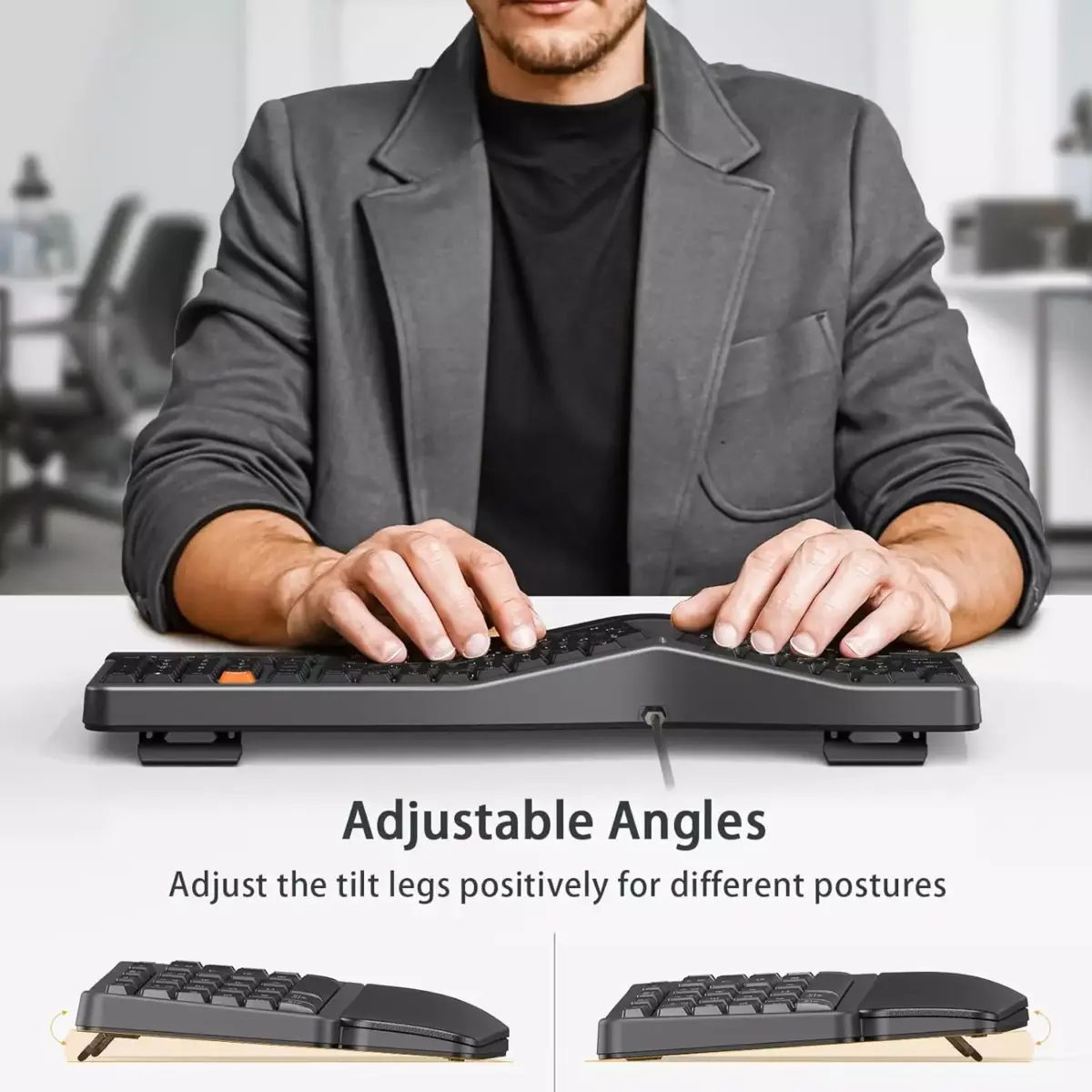 ProtoArc Backlit Wired Ergonomic Keyboard, USB Wired Ergonomic Split Keyboard with Wrist Rest, 104 Keys, Compatible with Desktop, Laptop, Windows, Mac