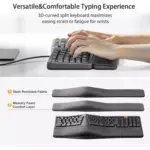 ProtoArc Backlit Wired Ergonomic Keyboard, USB Wired Ergonomic Split Keyboard with Wrist Rest, 104 Keys, Compatible with Desktop, Laptop, Windows, Mac