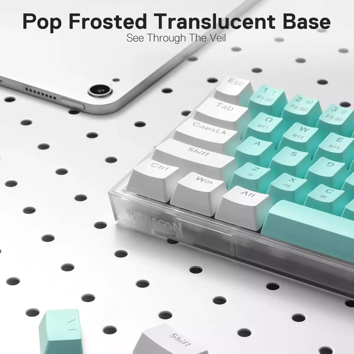Redragon K631 CASTOR Wired RGB Gaming Mechanical Keyboard, Hot-Swappable Red Quiet Linear Switch W/Hot-Swap Free-Mod Pcb Socket & Translucent Board (Mint White)