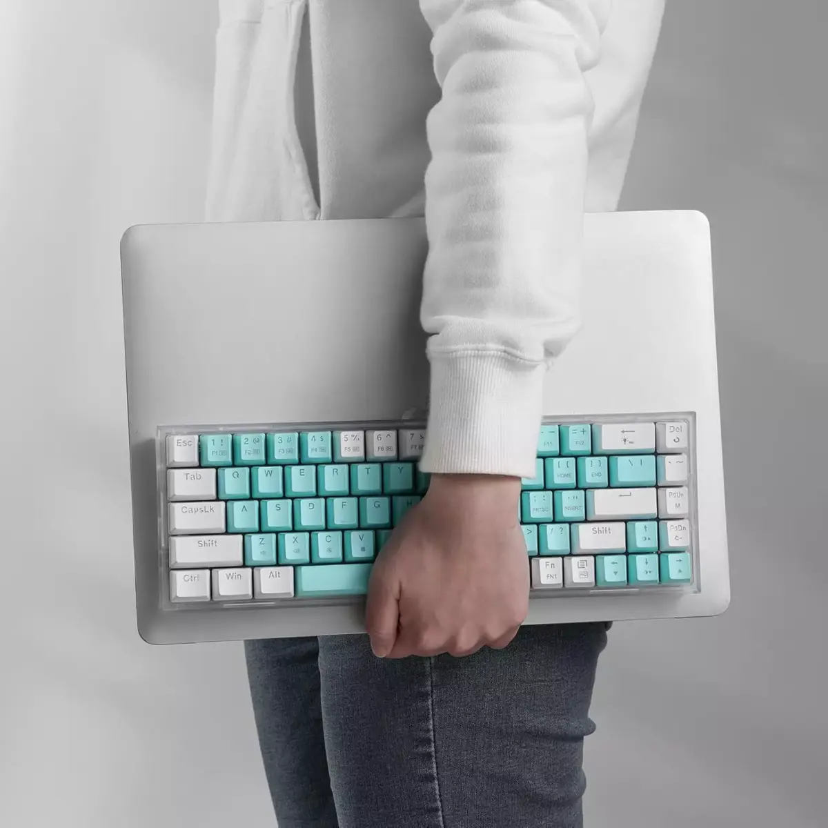 Redragon K631 CASTOR Wired RGB Gaming Mechanical Keyboard, Hot-Swappable Red Quiet Linear Switch W/Hot-Swap Free-Mod Pcb Socket & Translucent Board (Mint White)