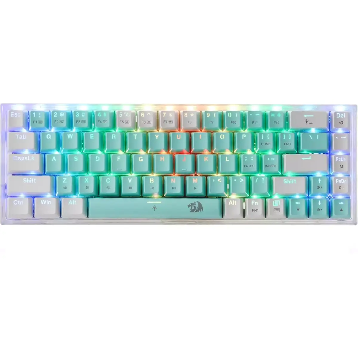 Redragon K631 CASTOR Wired RGB Gaming Mechanical Keyboard, Hot-Swappable Red Quiet Linear Switch W/Hot-Swap Free-Mod Pcb Socket & Translucent Board (Mint White)