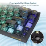 Redragon K631 Pro CASTOR 3-Mode Wireless, Bluetooth, Wired RGB Gaming Mechanical Keyboard, Hot-Swappable Red Quiet Linear Switch WHot-Swap Free-Mod Pcb Socket & Translucent Board (Black Transparent)