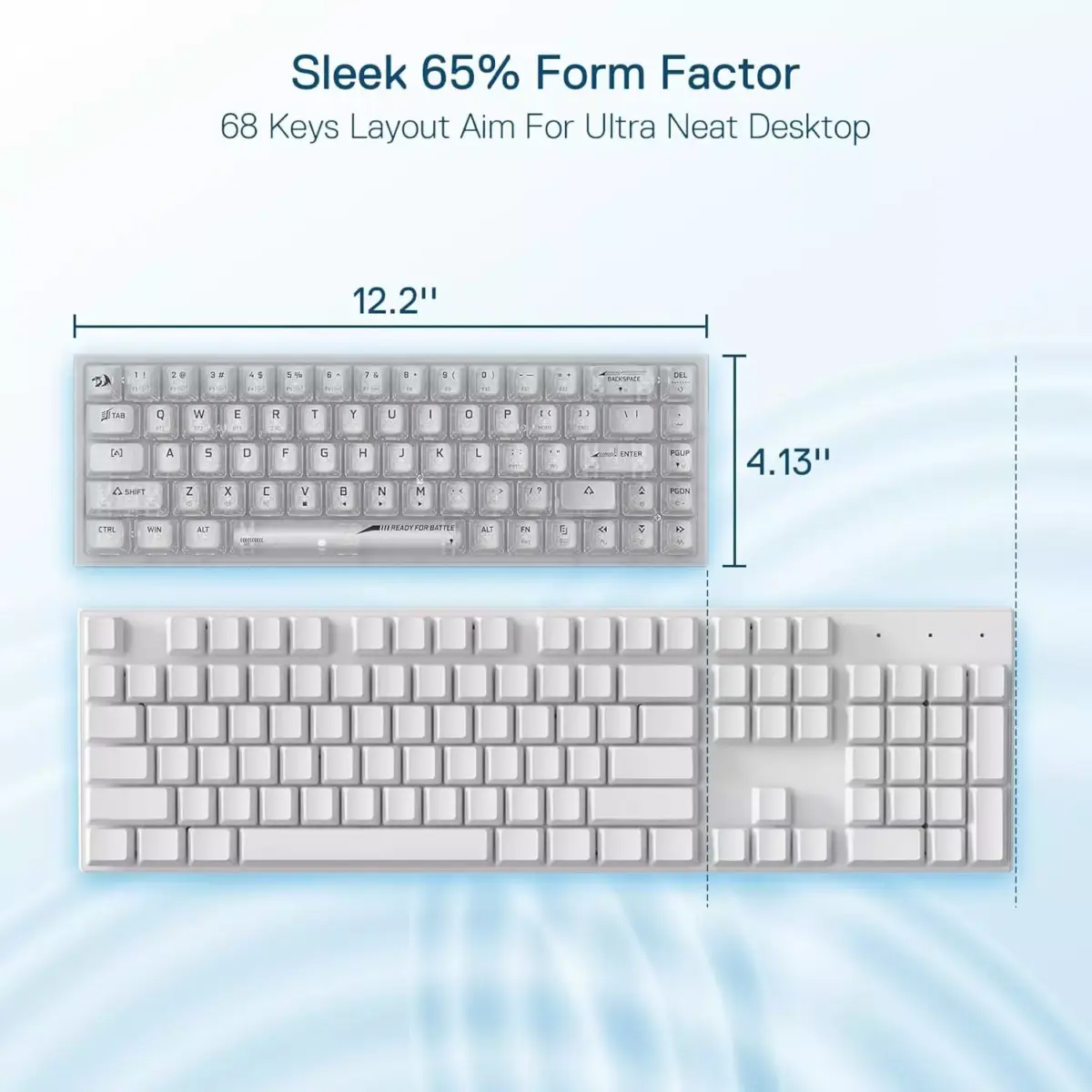 Redragon K631 Pro CASTOR 3-Mode Wireless, Bluetooth, Wired RGB Gaming Mechanical Keyboard, Hot-Swappable Red Quiet Linear Switch WHot-Swap Free-Mod Pcb Socket & Translucent Board (White Transparent) (Copy)