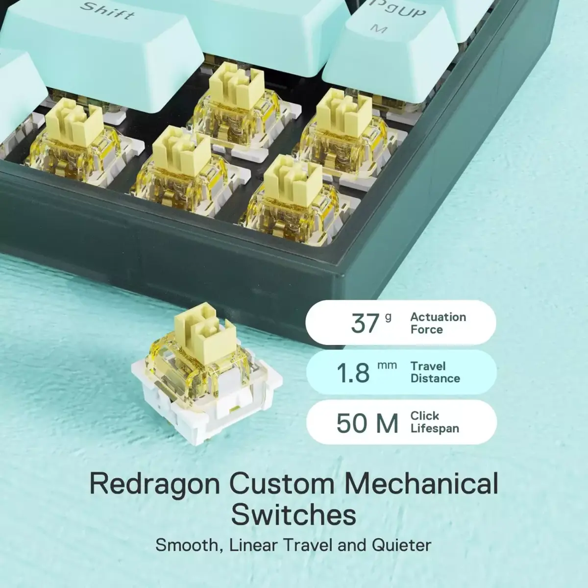 Redragon K631 Pro Se CASTOR 3-Mode Wireless, Bluetooth, Wired RGB Gaming Mechanical Keyboard, Hot-Swappable Bullet SL Quiet Linear Switch WHot-Swap Free-Mod Pcb Socket & Translucent Board (Black Green)