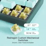 Redragon K631 Pro Se CASTOR 3-Mode Wireless, Bluetooth, Wired RGB Gaming Mechanical Keyboard, Hot-Swappable Bullet SL Quiet Linear Switch WHot-Swap Free-Mod Pcb Socket & Translucent Board (Black Green)