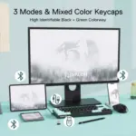 Redragon K631 Pro Se CASTOR 3-Mode Wireless, Bluetooth, Wired RGB Gaming Mechanical Keyboard, Hot-Swappable Bullet SL Quiet Linear Switch WHot-Swap Free-Mod Pcb Socket & Translucent Board (Black Green)