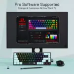 Redragon K631 Pro Se CASTOR 3-Mode Wireless, Bluetooth, Wired RGB Gaming Mechanical Keyboard, Hot-Swappable Bullet SL Quiet Linear Switch WHot-Swap Free-Mod Pcb Socket & Translucent Board (Black Green)