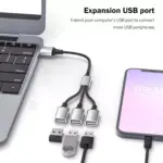 USB Splitter Y Cable,USB 1 Male to 3 Female Extension Cord Connector,Dual Double USBA Port Extender Hub,Data&Charger Power Split Adapter for Mac,Laptop,PC,Xbox One Series X/S,PS4,PS5 (30CM)