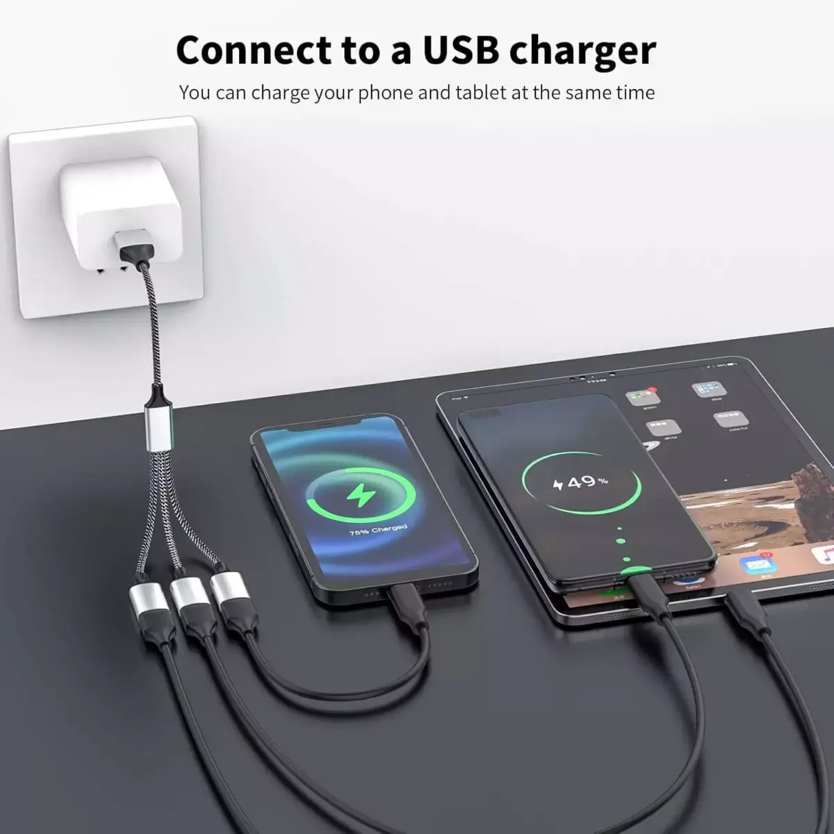 USB Splitter Y Cable,USB 1 Male to 3 Female Extension Cord Connector,Dual Double USBA Port Extender Hub,Data&Charger Power Split Adapter for Mac,Laptop,PC,Xbox One Series X/S,PS4,PS5 (30CM)